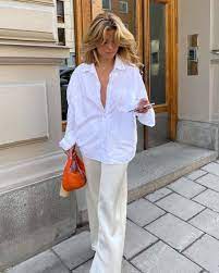 oversized shirt with white jeans